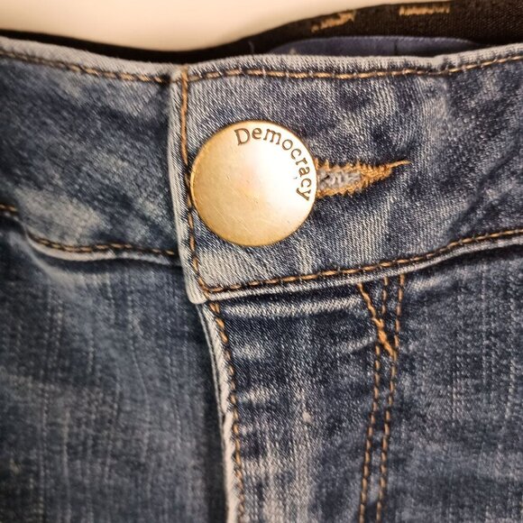 Democracy Ab Solution Crop Jeans Distressed High Rise Slim Leg Blue 16W Women - Picture 3 of 6